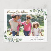 Eucalyptus Gold Foil Merry kerstfoto Feestdagenkaart (Voorkant)