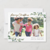 Eucalyptus Gold Foil Merry kerstfoto Feestdagenkaart (Voorkant)