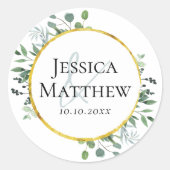 Eucalyptus Gold Foil Rustic Wedding Stickers (Voorkant)