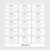 Eucalyptus Gold Foil Weddenschap Adresetiketten Sticker (Vel)