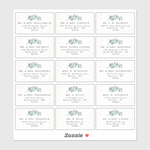 Eucalyptus Gold Foil Weddenschap Adresetiketten Sticker