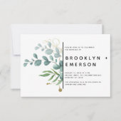 Eucalyptus Gold Foil Wedding Kaart (Voorkant)