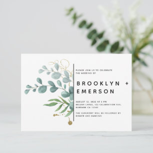Eucalyptus Gold Foil Wedding Kaart