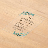 Eucalyptus Gold Formal Monogram Wedding Acryl Uitnodigingen (Laagn)