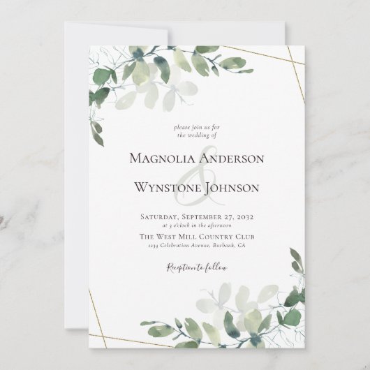 Eucalyptus Gold Foto QR Code Irenary Weduwschap Kaart (Voorkant)