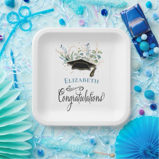 Eucalyptus Gold Gefeliciteerd Graduation Party Papieren Bordje (Feest)