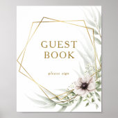 Eucalyptus Gold Geometric Guest Book Sign Poster (Voorkant)