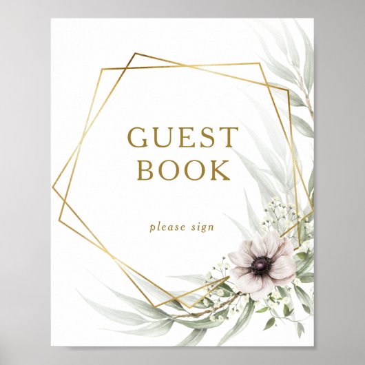Eucalyptus Gold Geometric Guest Book Sign Poster (Voorkant)