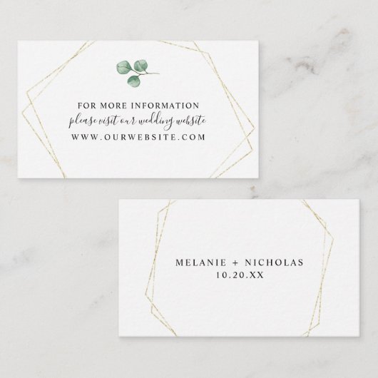 Eucalyptus + Gold Geometric Lijst info Informatiekaartje (Voorkant / Achterkant)