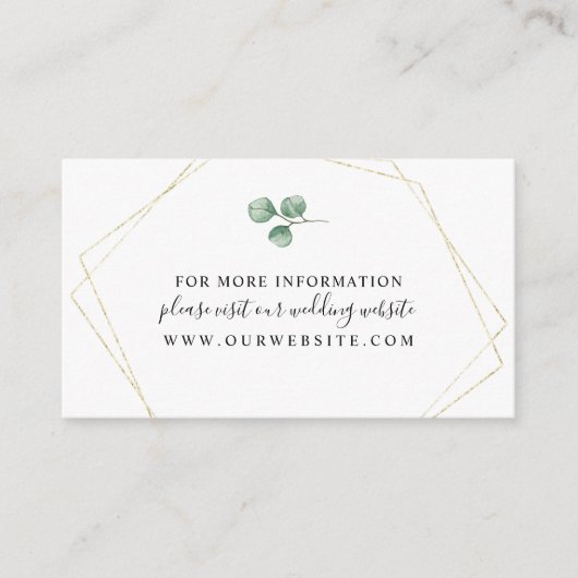 Eucalyptus + Gold Geometric Lijst info Informatiekaartje (Voorkant)