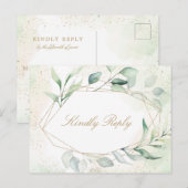 Eucalyptus Gold Geometric Meal Choice Weddenschap Uitnodiging Briefkaart (Voorkant / Achterkant)