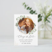 Eucalyptus Gold Geometric Photo Change the Date Briefkaart (Staand voorkant)