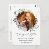 Eucalyptus Gold Geometric Photo Change the Date Briefkaart (Voorkant / Achterkant)