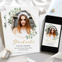 Eucalyptus Gold Geometric Photo Graduparty