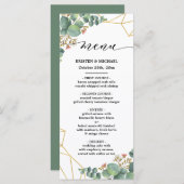 Eucalyptus Gold Geometric Shape WeddenMenu Menu (Voorkant / Achterkant)