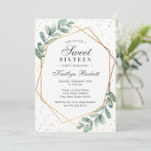 Eucalyptus Gold Geometric Sweet Sixteen Kaart (Staand voorkant)