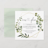 Eucalyptus Gold Geometric | Uitgestelde bruiloft Kaart (Voorkant / Achterkant)