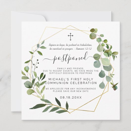 Eucalyptus Gold Geometric | Uitgestelde gemeenscha Kaart (Voorkant)