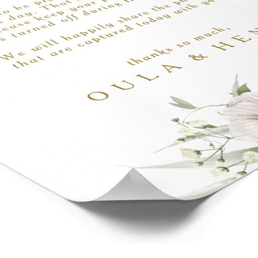 Eucalyptus Gold Geometric Unplugged Ceremony Sign Poster (Hoek)