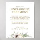 Eucalyptus Gold Geometric Unplugged Ceremony Sign Poster (Voorkant)