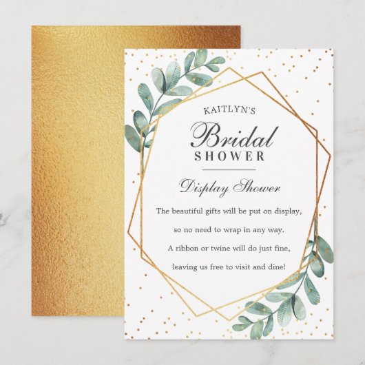 Eucalyptus Gold Geometric Vrijgezellenfeest Informatiekaartje (Voorkant / Achterkant)