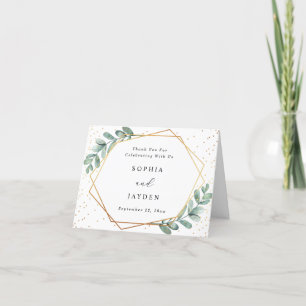 Eucalyptus Gold Geometric Weddenschap Bedankkaart