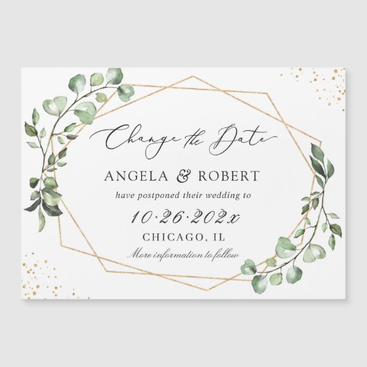 Eucalyptus Gold Geometric Weddenschap Postponed Ma (Voorkant)