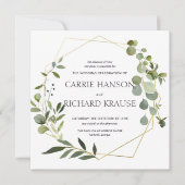 Eucalyptus Gold Geometric Weddenschap Uitnodiging (Voorkant)