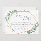 Eucalyptus Gold Geometric Wedding Save The Date (Voorkant)