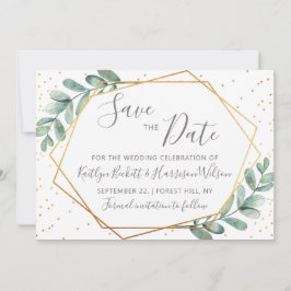 Eucalyptus Gold Geometric Wedding Save The Date