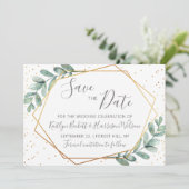 Eucalyptus Gold Geometric Wedding Save The Date (Staand voorkant)