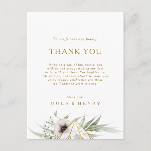 Eucalyptus Gold Geometrisch Dank u Receptie Kaart (Voorkant)