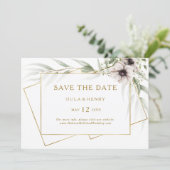 Eucalyptus Gold geometrisch horizontaal sparen de Save The Date (Staand voorkant)