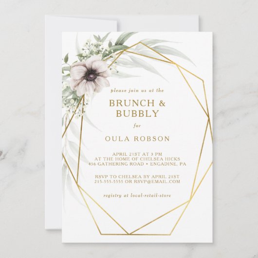 Eucalyptus Gold Geometrische brunch en bubbel Kaart (Voorkant)