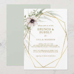 Eucalyptus Gold Geometrische brunch en bubbel Kaart