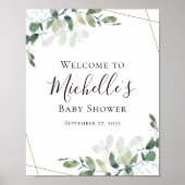 Eucalyptus Gold Glitter Baby shower Welkom Poster (Voorkant)