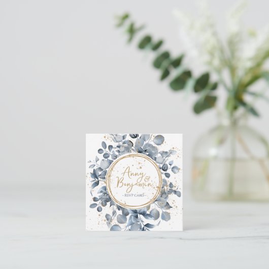 Eucalyptus Gold Glitter Code 01 - RSVP 3 Informatiekaartje (Staand voorkant)