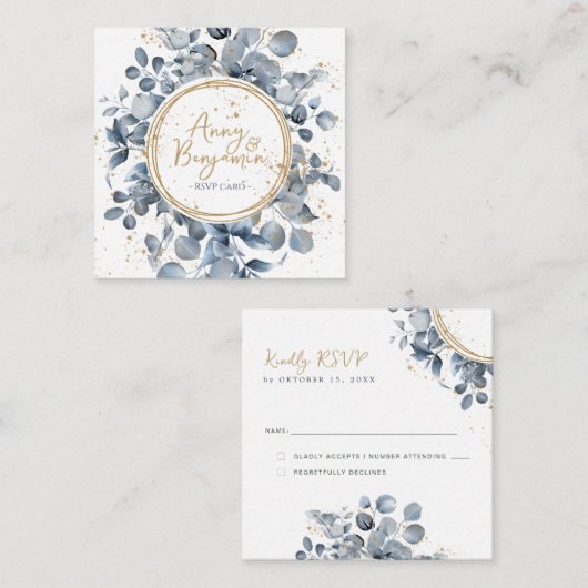 Eucalyptus Gold Glitter Code 01 - RSVP 3 Informatiekaartje (Voorkant / Achterkant)