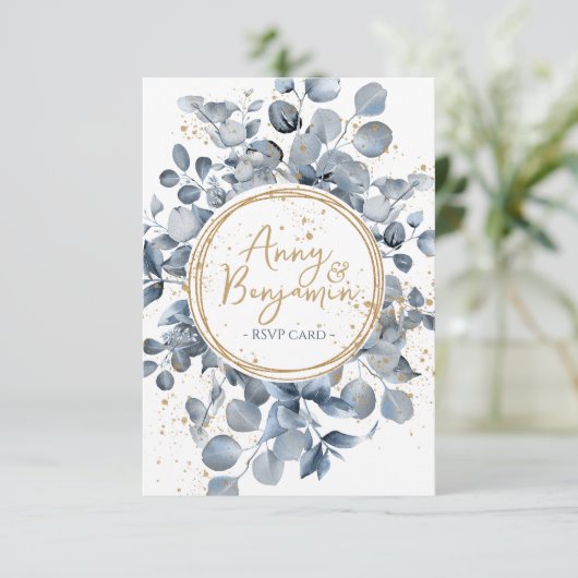 Eucalyptus Gold Glitter Code 01 - RSVP 3 Informatiekaartje (Staand voorkant)