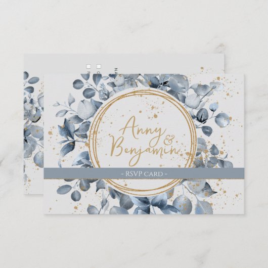 Eucalyptus Gold Glitter Code 01 - RSVP 4 Informatiekaartje (Voorkant / Achterkant)