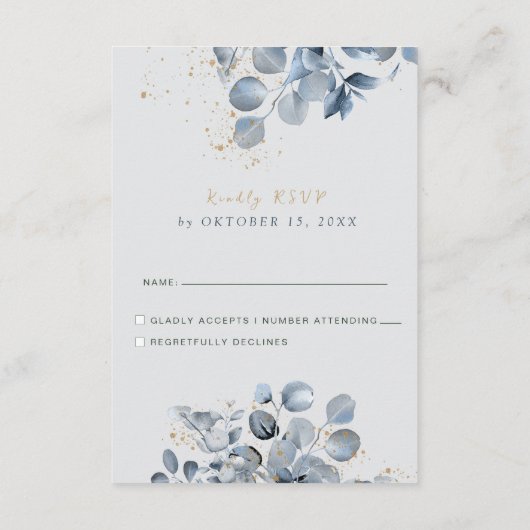 Eucalyptus Gold Glitter Code 01 - RSVP 4 Informatiekaartje (Achterkant)