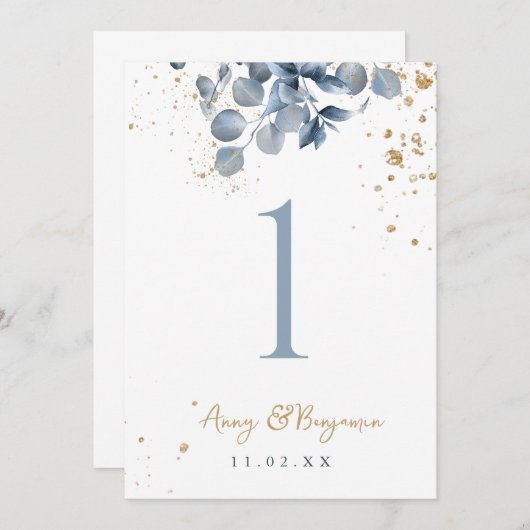 Eucalyptus Gold Glitter Code 01 tafel num stijl a (Voorkant / Achterkant)