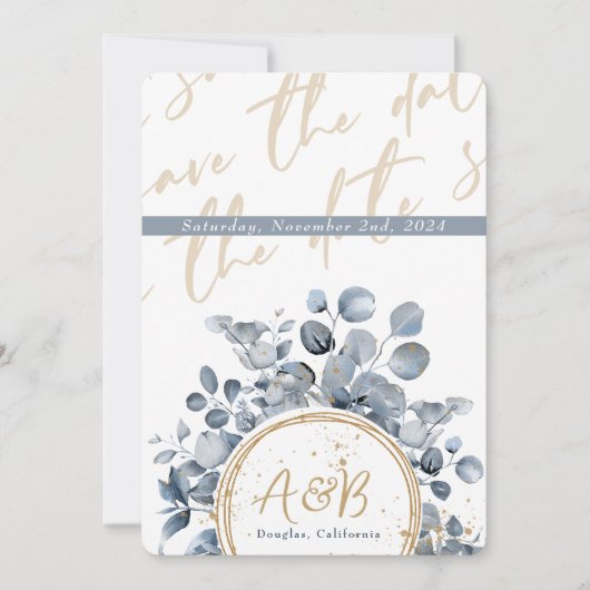 Eucalyptus Gold Glitter - Code 01 Uitnodiging (Voorkant)