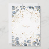 Eucalyptus Gold Glitter - Dusty Blue Invitation 1 Kaart (Achterkant)