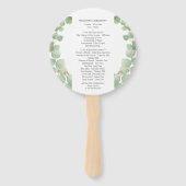 Eucalyptus Gold Glitter Fan Program Handwaaier (Achterkant)
