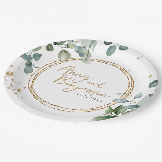 Eucalyptus Gold Glitter - Green Wedding bord 2 (Gekanteld)