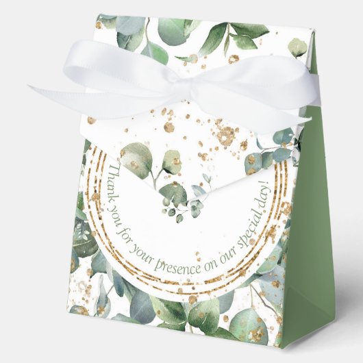 Eucalyptus Gold Glitter groen Favoriet Box 2 Bedankdoosjes (Voorkant)
