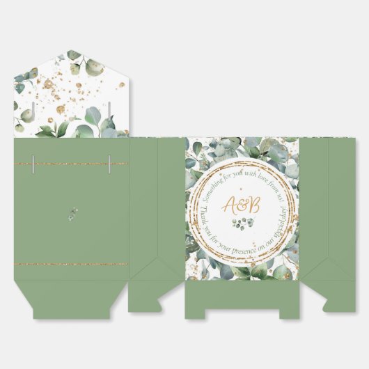Eucalyptus Gold Glitter groen Favoriet Box 2 Bedankdoosjes (Ongevouwen)