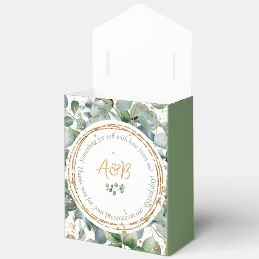 Eucalyptus Gold Glitter groen Favoriet Box 2 Bedankdoosjes (Open)