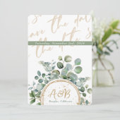 Eucalyptus Gold Glitter - Groen - Save the date 1 Kaart (Staand voorkant)
